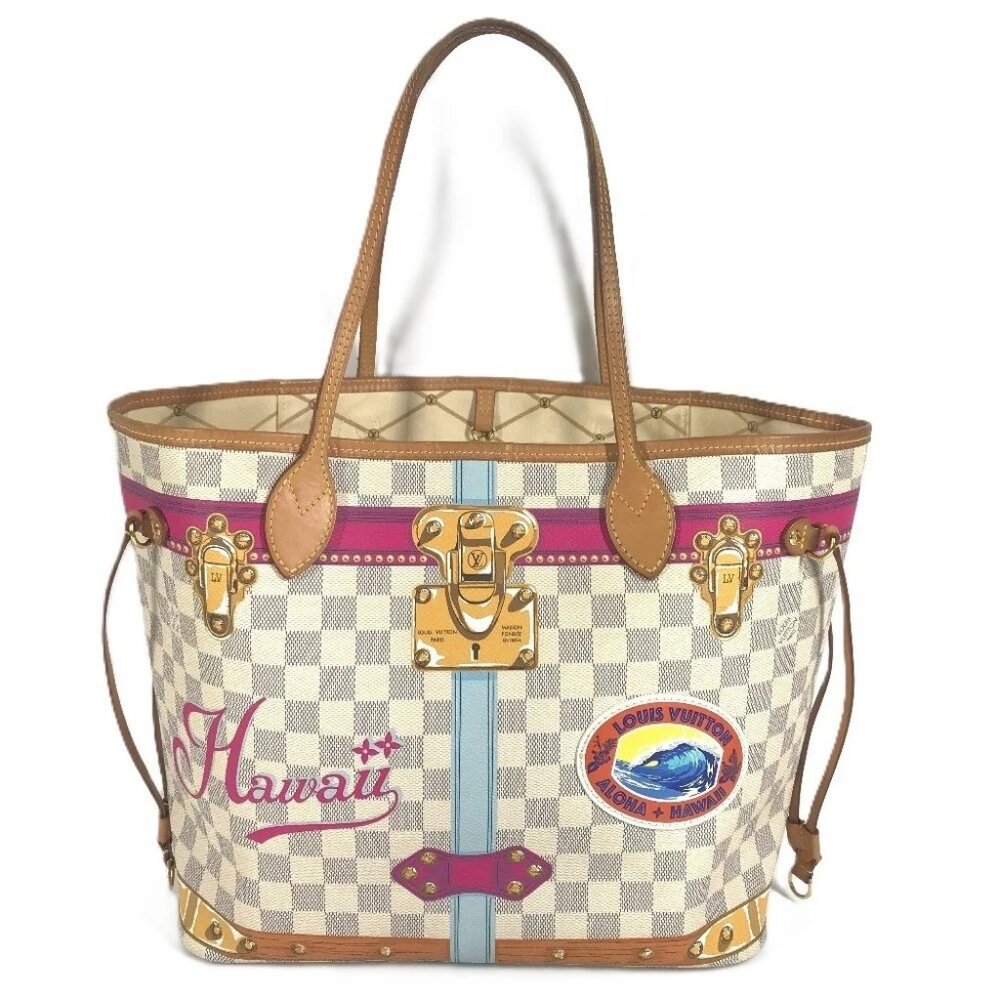 LOUIS VUITTON N41734 Damier Azur Summer Trunk Hawaii Neverfull MM Tote Bag